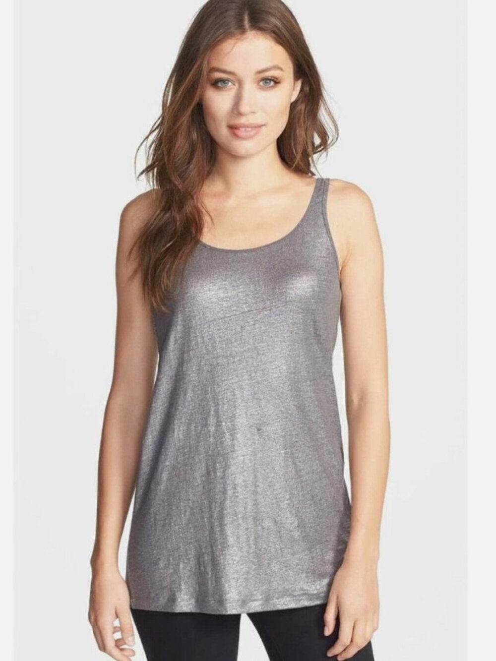 EILEEN FISHER ORGANIC LINEN SHIMMER LONG TANK